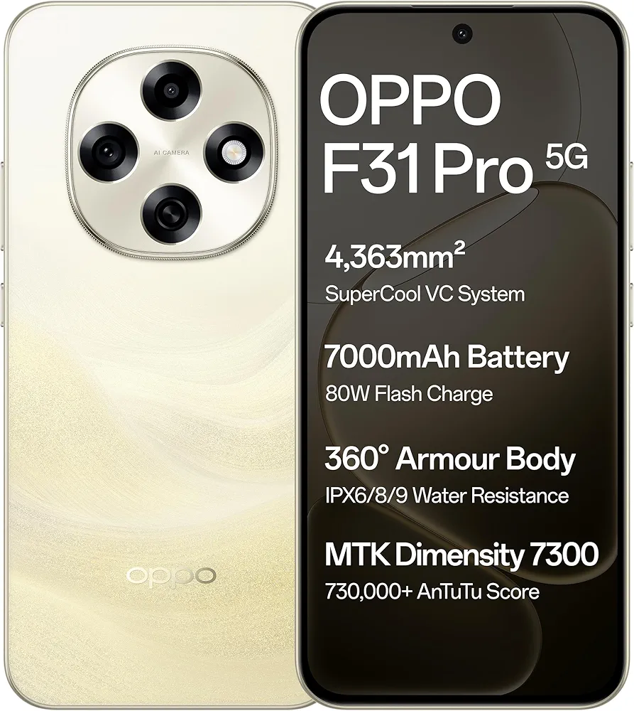 Oppo F31 Pro 5G (Desert Gold, 8GB RAM, 128GB Storage)