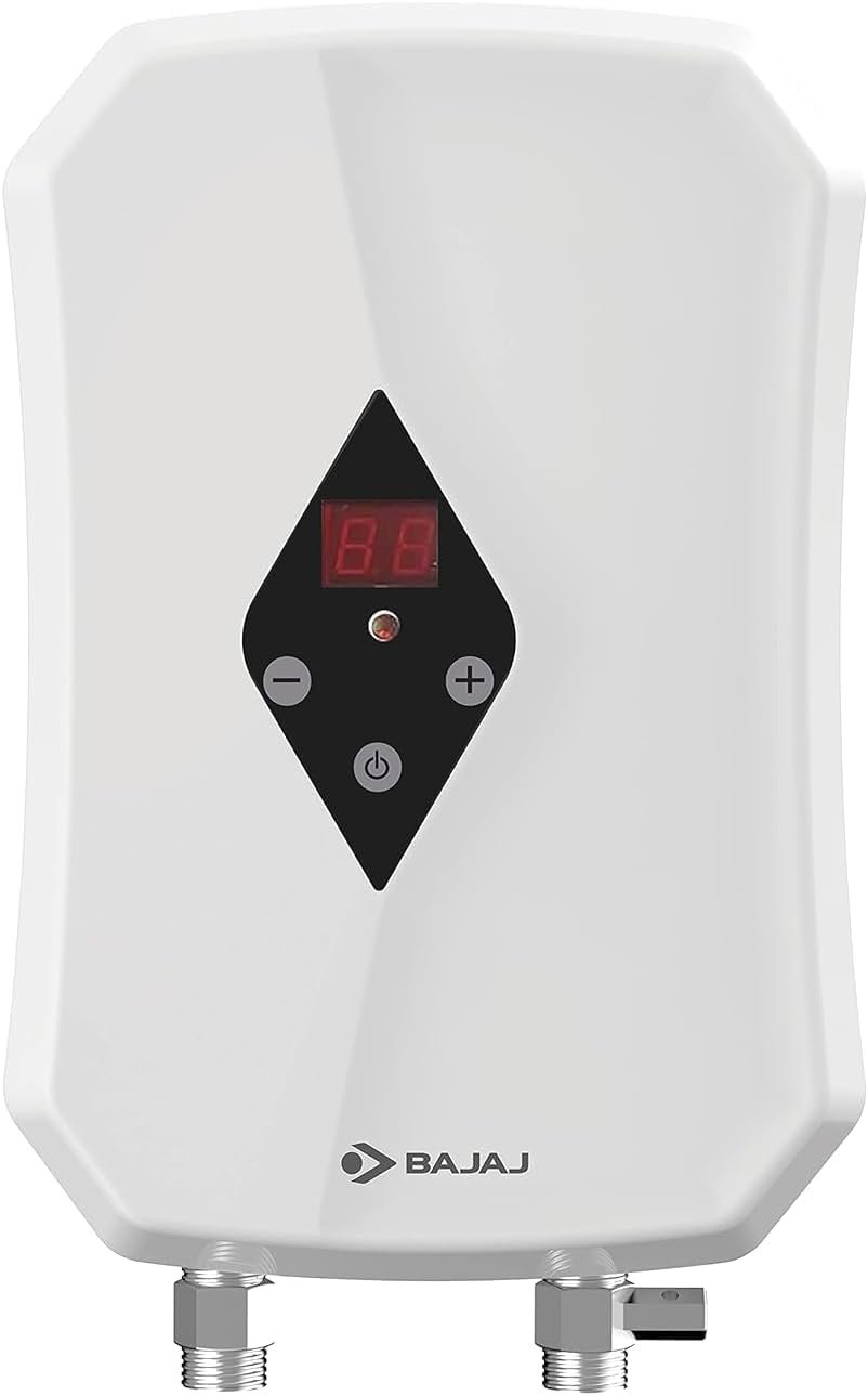 BAJAJ 5.5Kw Tankless Instant Water Geyser | Slim Digital Temperature Geyser, White | Perfect Solutio