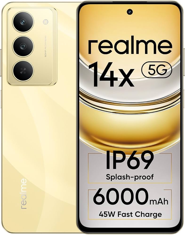 realme 14x 5G Smartphone 8+128GB Golden Glow, 6.67-inch Screen, 120Hz Display, 6000mAh Battery