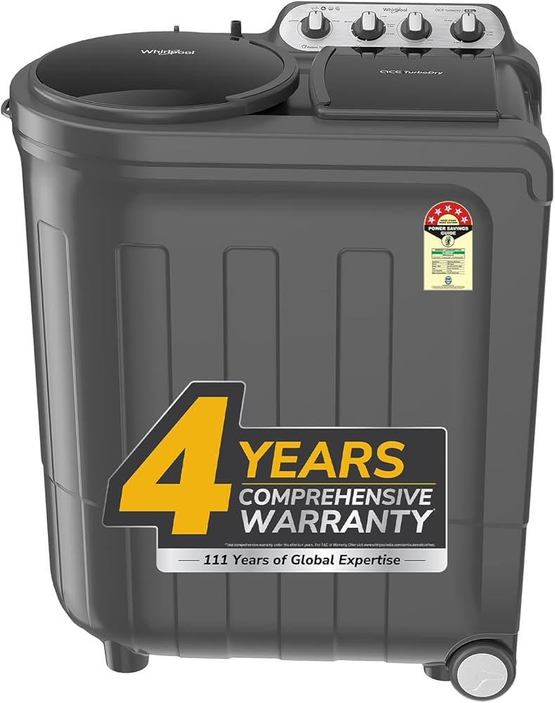 Whirlpool 8 kg 5 Star Semi-Automatic Top Loading Washing Machine (MAGIC CLEAN 8.0 GREY DAZZLE,2x Dry