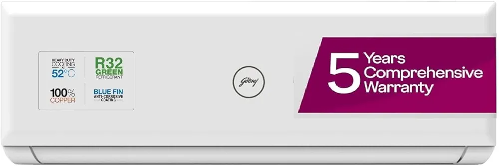 Godrej 1.7 Ton 3 Star, 5 Years Comprehensive Warranty, 4-Way Air Swing Fixed Speed Split AC (Copper,