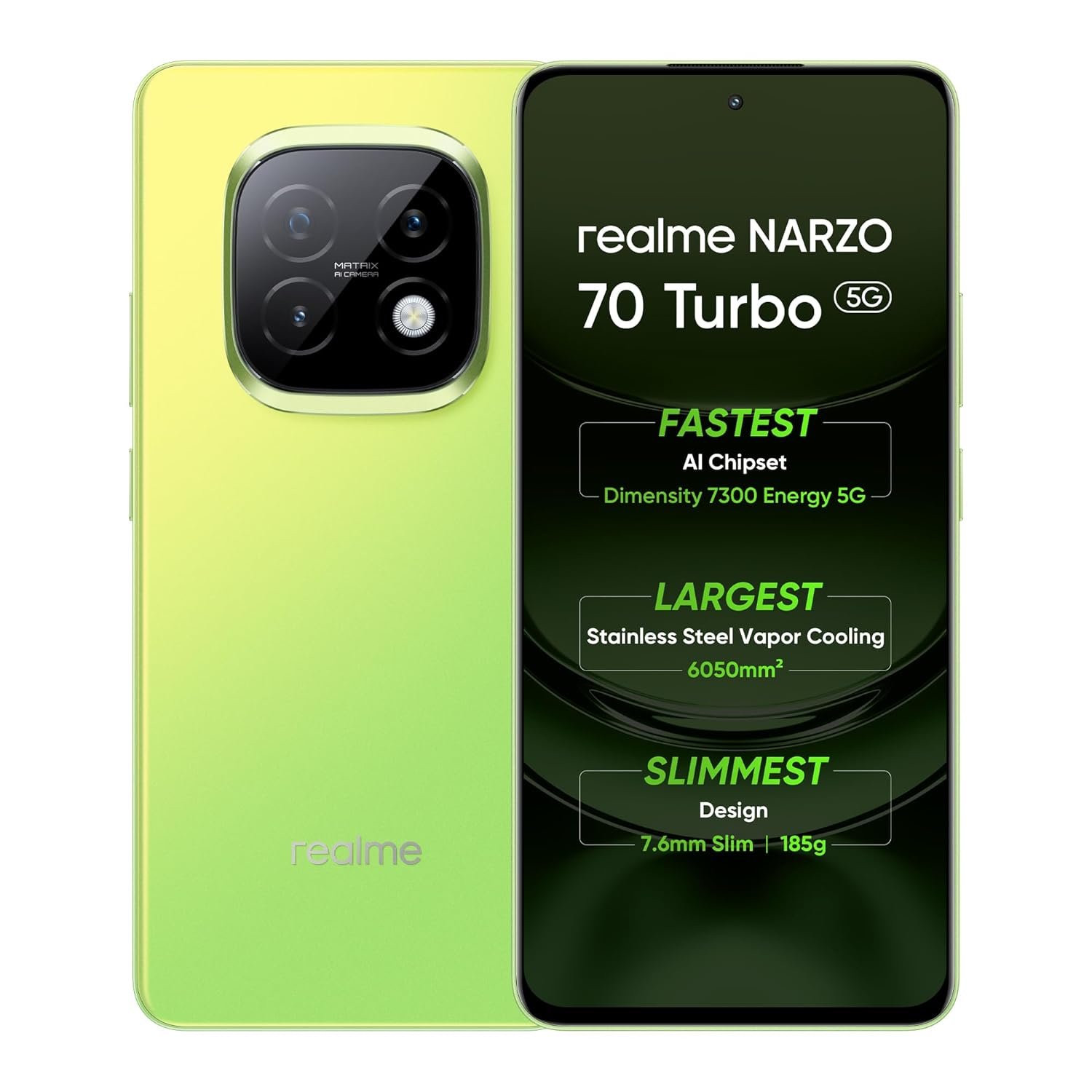 realme NARZO 70 Turbo 5G (Turbo Green, 8GB RAM,128GB Storage) | Segment's Fastest Dimensity 7300 Energy 5G Chipset