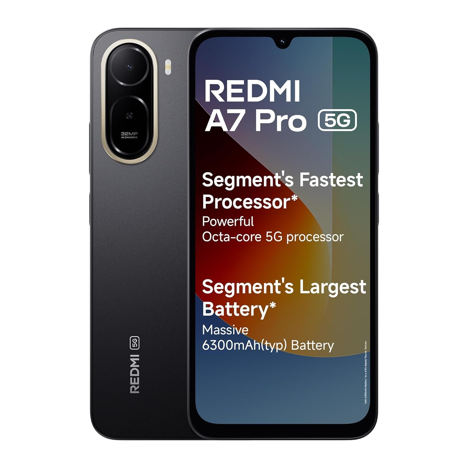 REDMI A7 Pro 5G (Black, 4GB RAM,128GB Storage) | Segment's Fastest Processor | Segment's Largest Battery | Segment's Largest & Smoothest 6.9in 120Hz Display